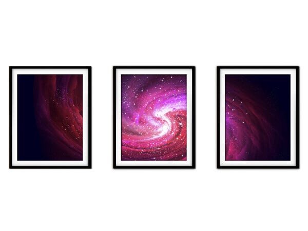 Quadro mdf preto 45x96 universo colorido mod 242 - 1