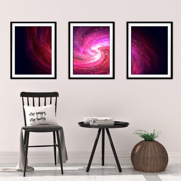 Quadro mdf preto 45x96 universo colorido mod 242 - 2