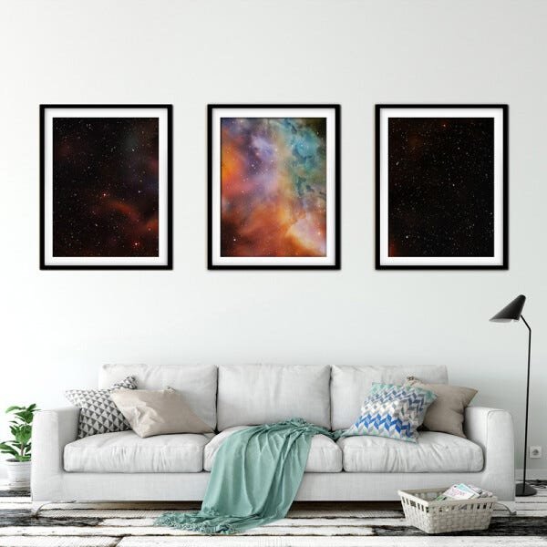 Quadro mdf preto 45x96 universo colorido mod 236 - 2