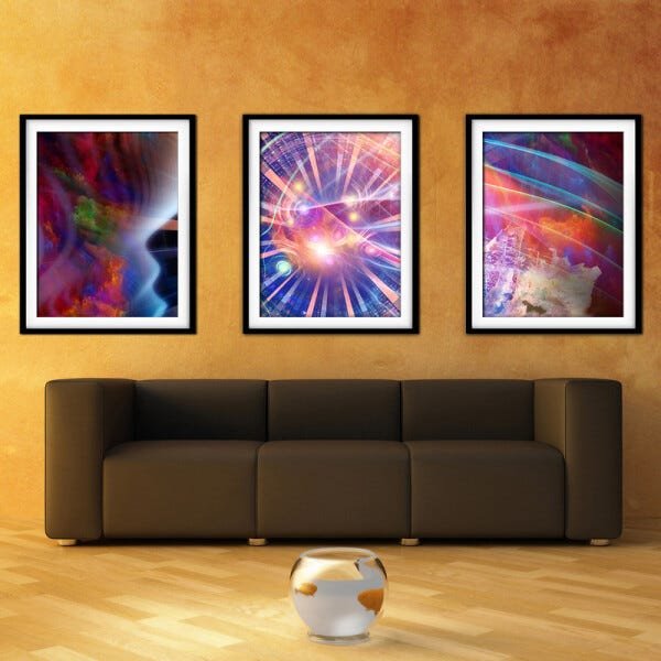 Quadro mdf preto 45x96 universo colorido mod 230 - 2