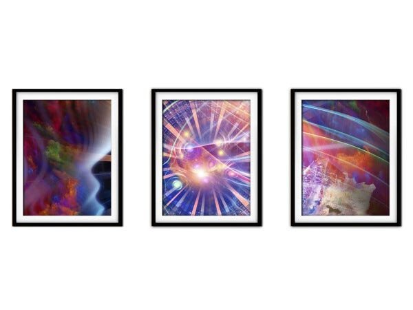 Quadro mdf preto 45x96 universo colorido mod 230 - 1