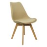 Kit 6 Cadeiras Charles Eames Leda Luisa Saarinen Design Wood Estofada Base Madeira - Bege - 3