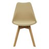 Kit 6 Cadeiras Charles Eames Leda Luisa Saarinen Design Wood Estofada Base Madeira - Bege - 2