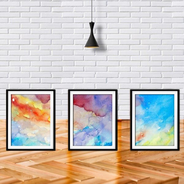Quadro mdf preto 30x66 universo colorido mod 119 - 2