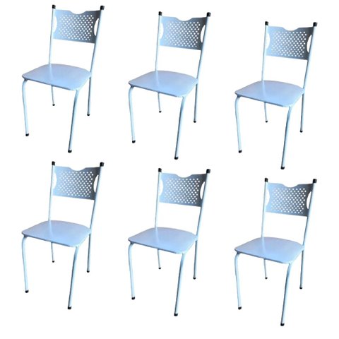 Kit 6 Cadeira para Cozinha Mc Tubular Almofadada Estrutura Branca com Assento Branco Medcombo