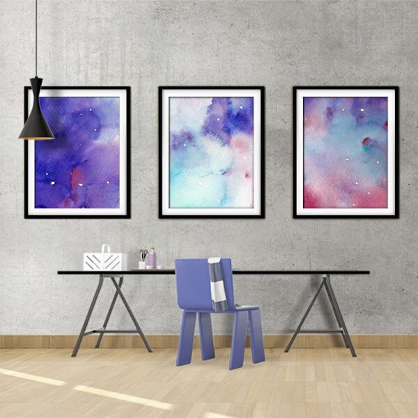 Quadro mdf preto 30x66 universo colorido mod 116 - 2