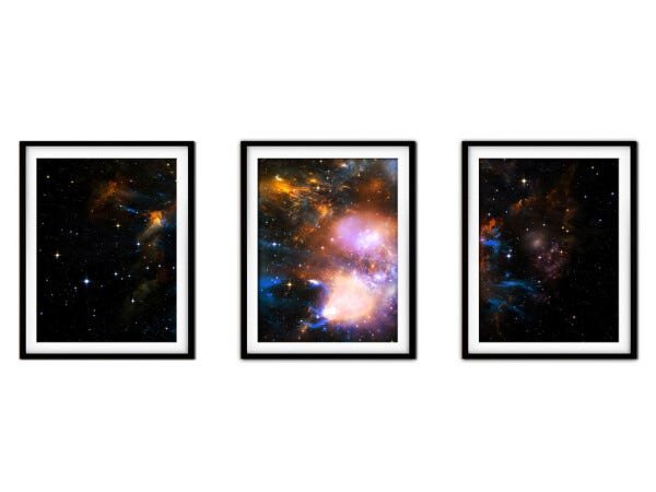 Quadro mdf preto 80x140 universo colorido mod 211 - 1