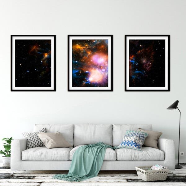 Quadro mdf preto 80x140 universo colorido mod 211 - 2