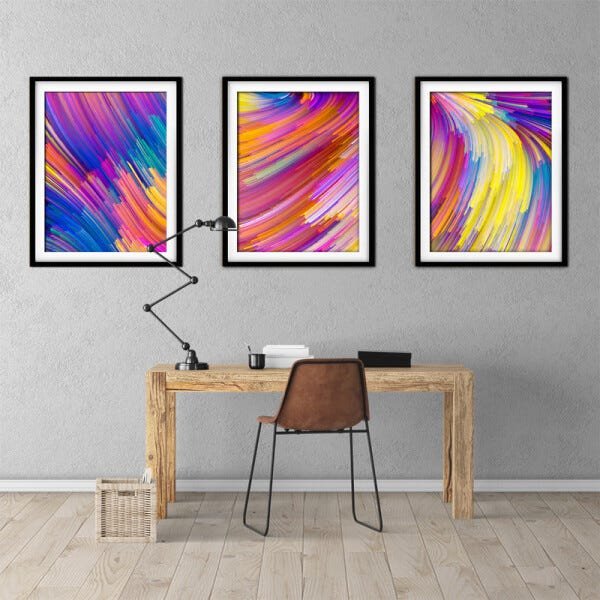 Quadro mdf preto 30x66 universo colorido mod 106 - 2