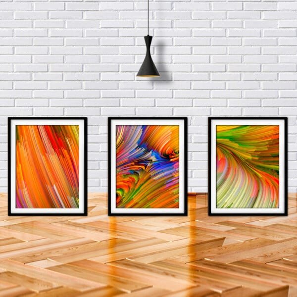 Quadro mdf preto 30x66 universo colorido mod 105 - 2