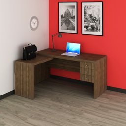 Mesa para Escritório em L com 3 Gavetas Me4106  - 2