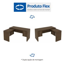 Mesa para Escritório em L com 3 Gavetas Me4106  - 6