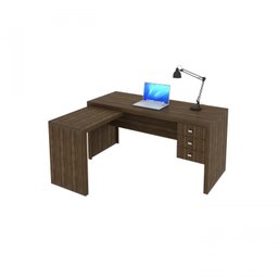 Mesa para Escritório em L com 3 Gavetas Me4106  - 4