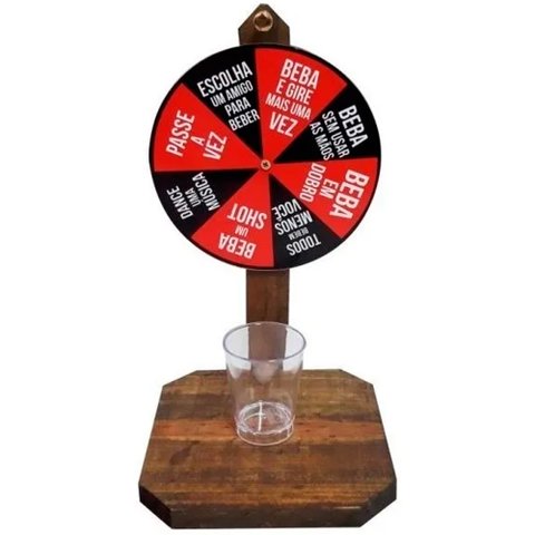 Jogo Gira Drink Rústico Décor com Copo - Beba um Shot