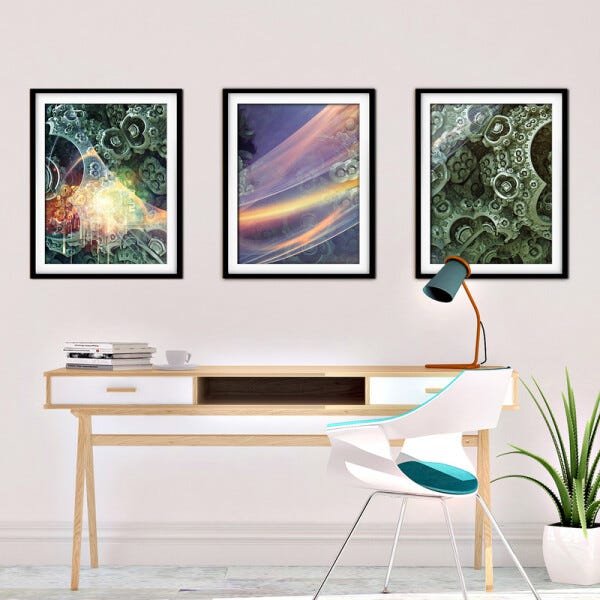 Quadro mdf preto 80x140 universo colorido mod 200 - 2