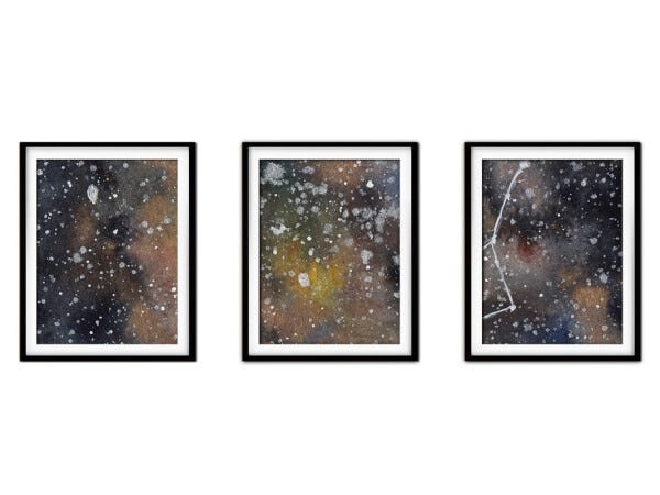 Quadro mdf preto 30x66 universo colorido mod 92 - 1