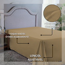 Ver imagem 3 de Lençol 400 Fios Queen sem Elástico Virol Hotel Pousada Tecido Acetinado:avela