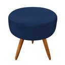 Ver imagem 6 de Kit Poltrona e Puff Banqueta Redonda Nina Veludo Azul Marinho Pés Palito Castanho Castanho