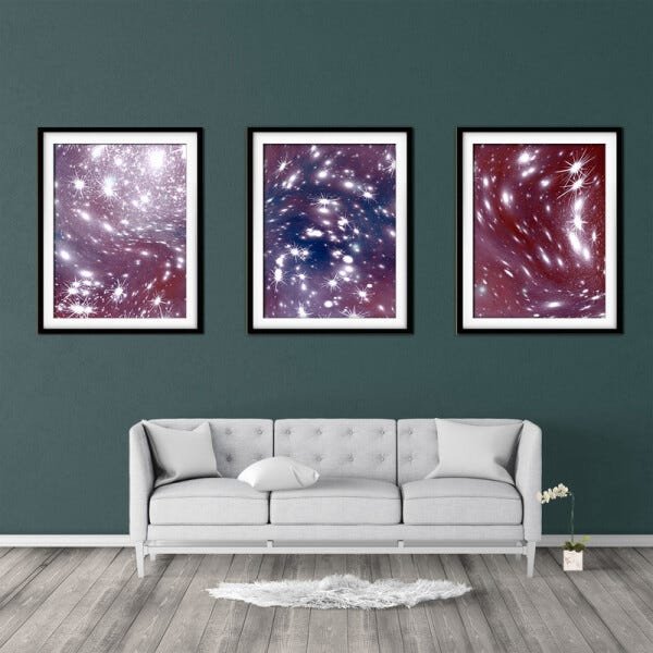 Quadro mdf preto 30x66 universo colorido mod 82 - 2