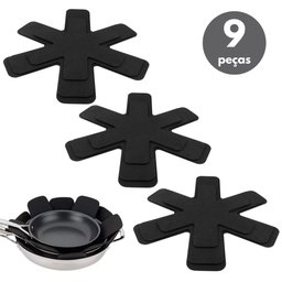 Kit 9 Pçs Protetor Panela Frigideira Travessas Anti Risco p Guardar Empilhado e não riscar Feltro - 1