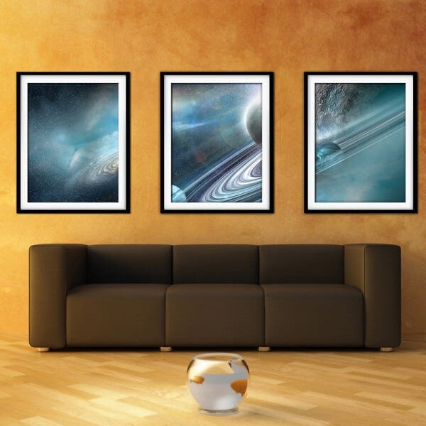 Quadro mdf preto 30x66 universo colorido mod 74 - 2