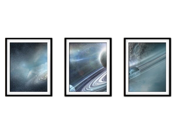 Quadro mdf preto 30x66 universo colorido mod 74 - 1