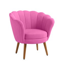Poltrona Pétala Sued Rose Pés Palito - Kimi Design - 1