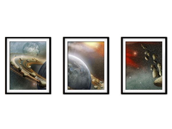 Quadro mdf preto 30x66 universo colorido mod 71 - 1