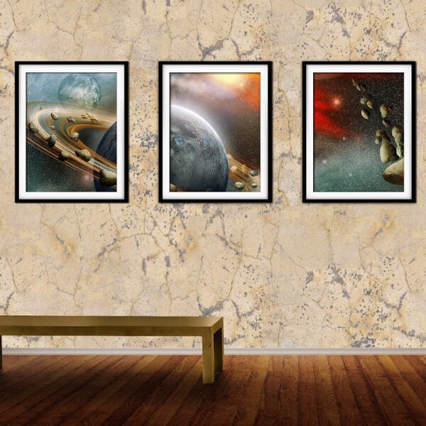 Quadro mdf preto 30x66 universo colorido mod 71 - 2