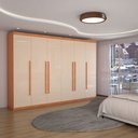 Ver imagem 1 de Guarda-roupa Casal Alto Colorado 6 Portas 8 Gavetas 100% Mdf Cinamomo/off White - Panorama Móveis