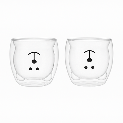 Caneca Urso Dupla Camada de Vidro Resistente Ao Calor – 250m