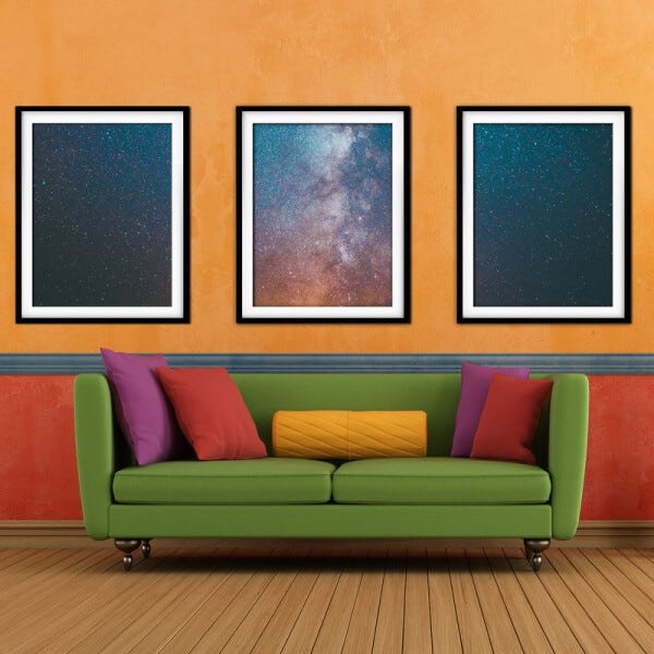 Quadro mdf preto 30x66 universo colorido mod 51 - 2