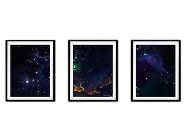 Quadro mdf preto 30x66 universo colorido mod 44 - 1