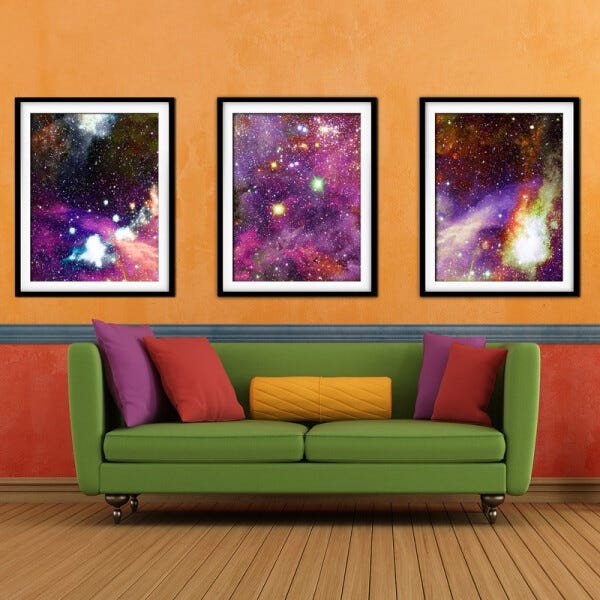 Quadro mdf preto 68x126 universo colorido mod 217 - 2