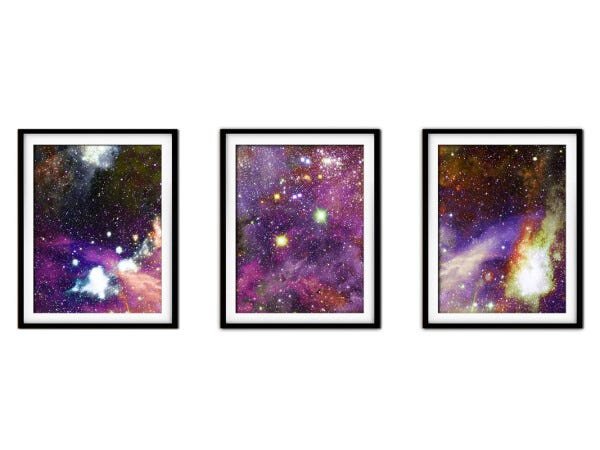 Quadro mdf preto 68x126 universo colorido mod 217 - 1