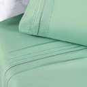 Ver imagem 3 de Jogo de Lençol Aria Casal 4 Peças Micropercal 200 Fios Suave Detalhe Bordado - Salvia Verde