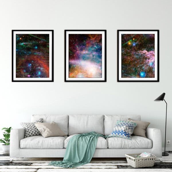Quadro mdf preto 68x126 universo colorido mod 214 - 2