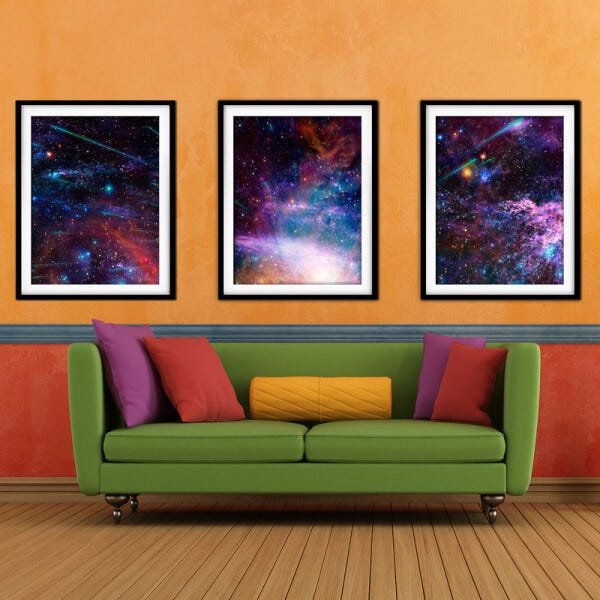 Quadro mdf preto 68x126 universo colorido mod 213 - 2