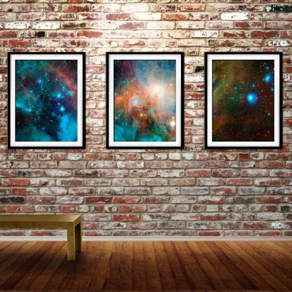 Quadro mdf preto 68x126 universo colorido mod 212 - 2