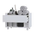 Ver imagem 4 de Armário Multiuso para Banheiro Baixo com Rodinhas e Gaveta Branco