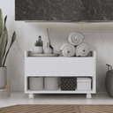 Ver imagem 1 de Armário Multiuso para Banheiro Baixo com Rodinhas e Gaveta Branco