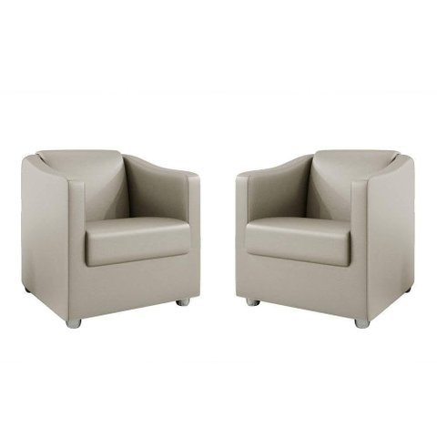 Kit 2 Poltronas Decorativa Ana Corano Pés Cromado Cor Bege