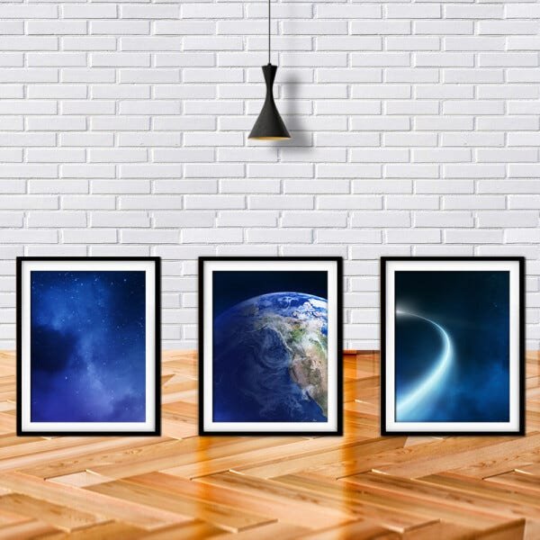 Quadro mdf preto 55x110 universo colorido mod 149 - 2