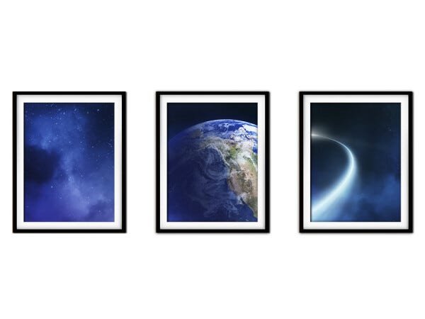 Quadro mdf preto 55x110 universo colorido mod 149 - 1