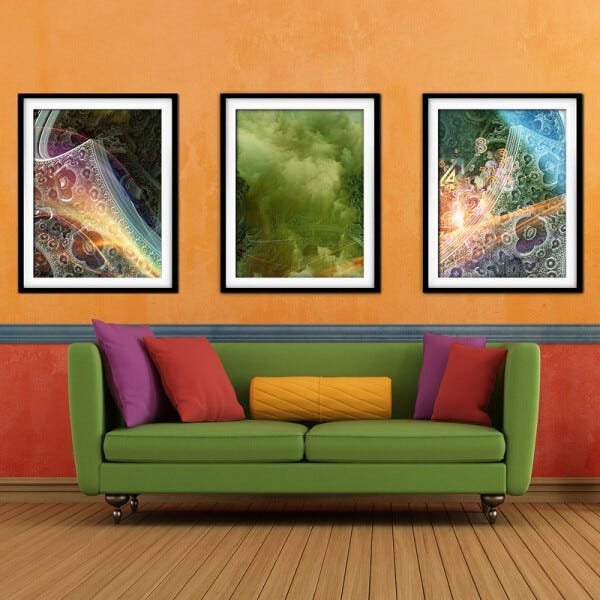 Quadro mdf preto 45x96 universo colorido mod 202 - 2