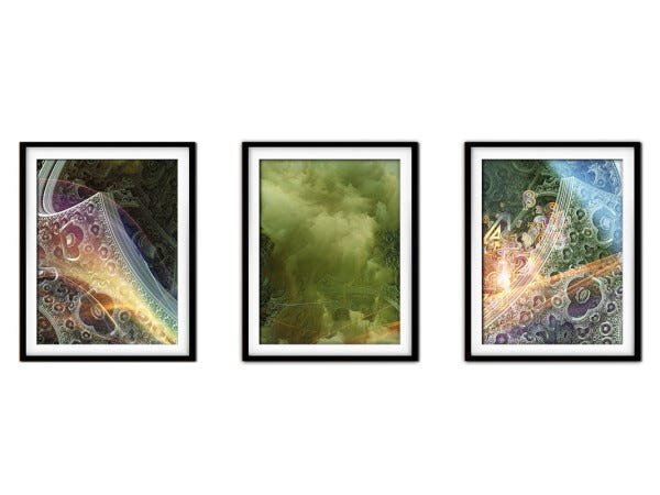 Quadro mdf preto 45x96 universo colorido mod 202 - 1