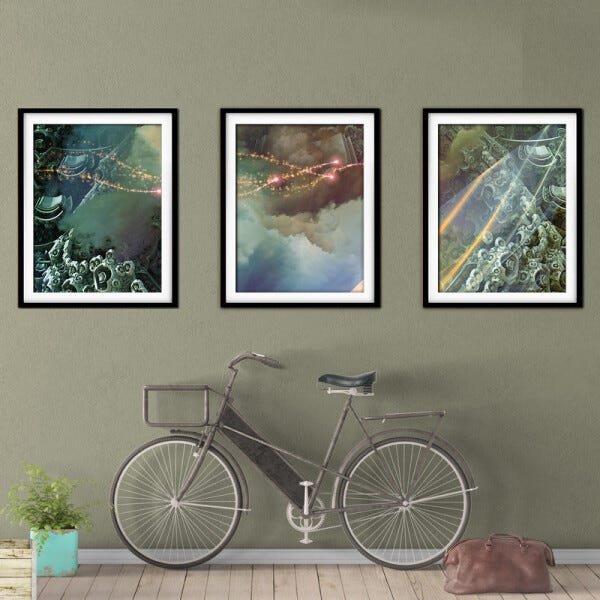 Quadro mdf preto 45x96 universo colorido mod 199 - 2