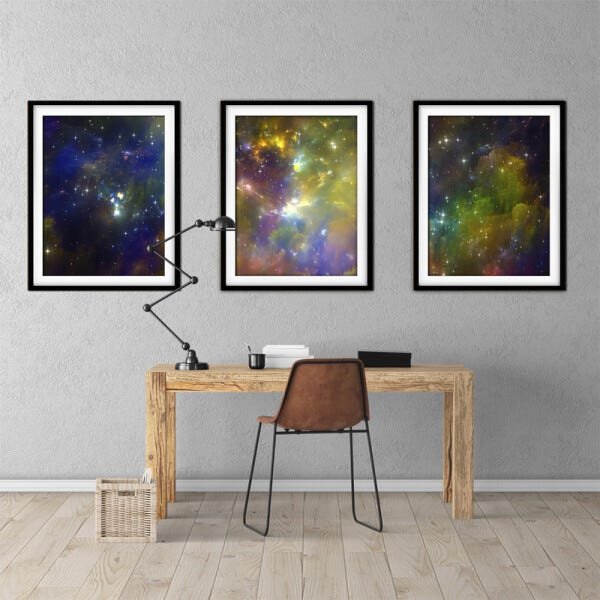 Quadro mdf preto 45x96 universo colorido mod 194 - 2