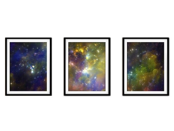 Quadro mdf preto 45x96 universo colorido mod 194 - 1