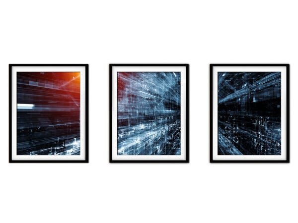 Quadro mdf preto 45x96 universo colorido mod 190 - 1